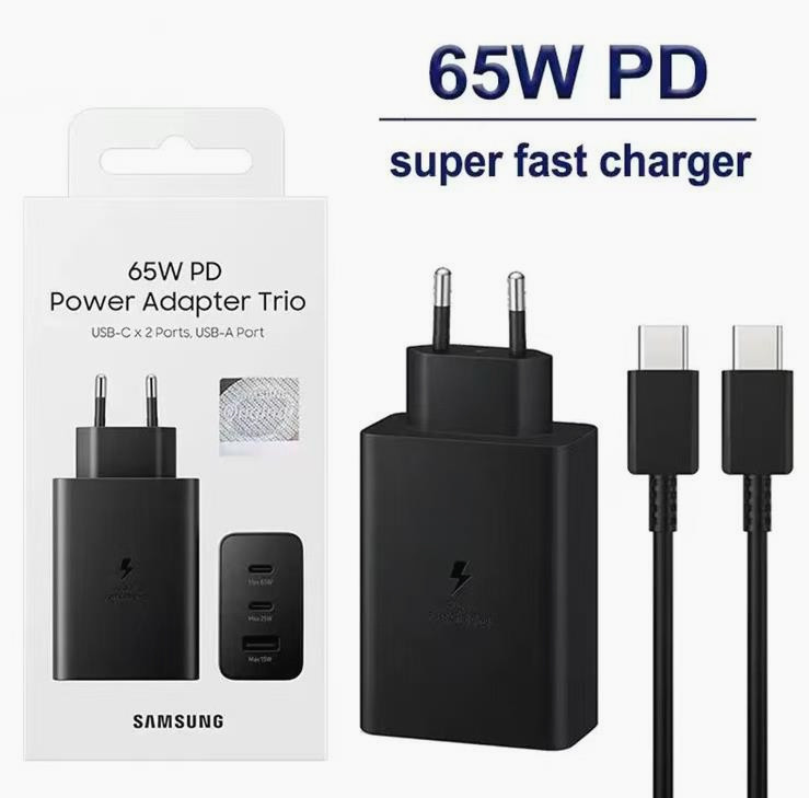 65W Schnellladegerät für Samsung Galaxy Book Pro 360 mit usb-C-Ladekabel 1m schwarz