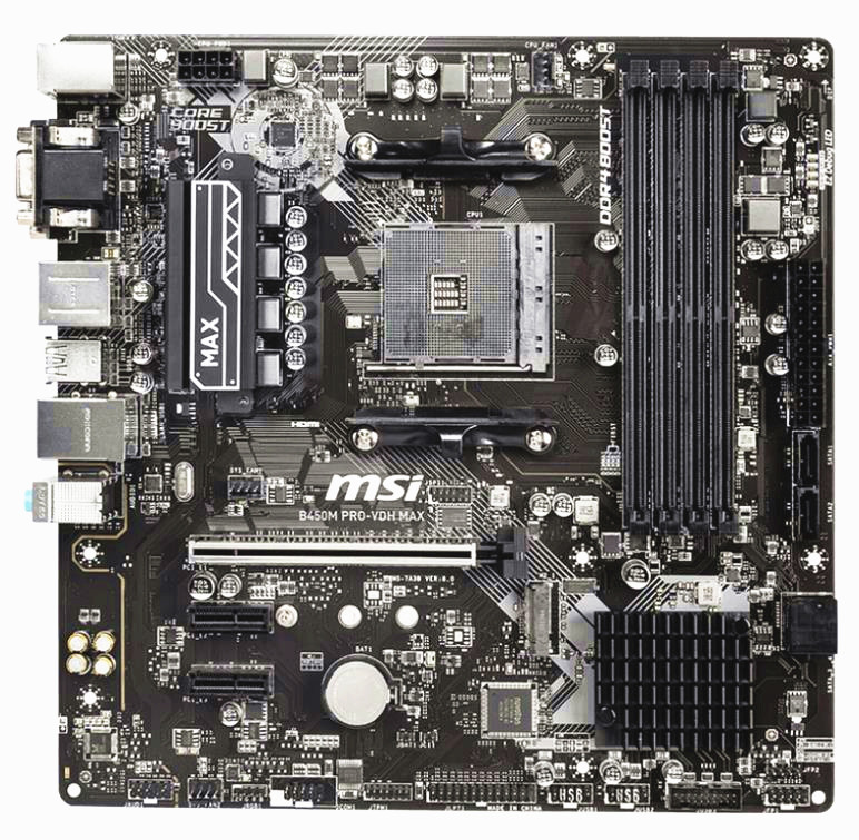 MSI B450M PRO-VDH MAX DDR4 AM4 VGA+DVI+HDMI Desktop-Motherboards